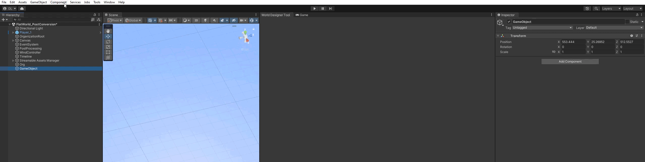 Adding A Static Batcher Listener Component From The Top Menu Bar GIF